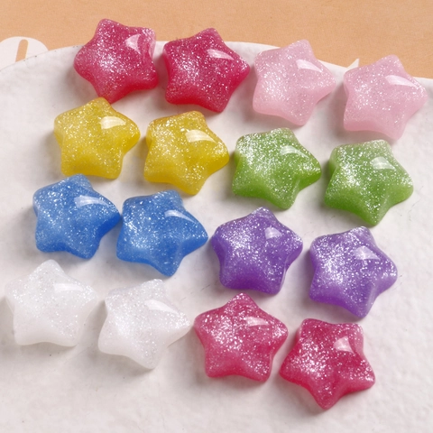 DIY Glitter Resin Star Patches Shimmering Jelly Flatback Charms For Earring Making Phone Case Decor Scrapbooking Jewelry Findings