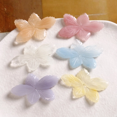 DIY Resin Five-Petal Flower Patches Matte Gradient Botanical Flower Charms For Jewelry Making Phone Case Handmade Accessories