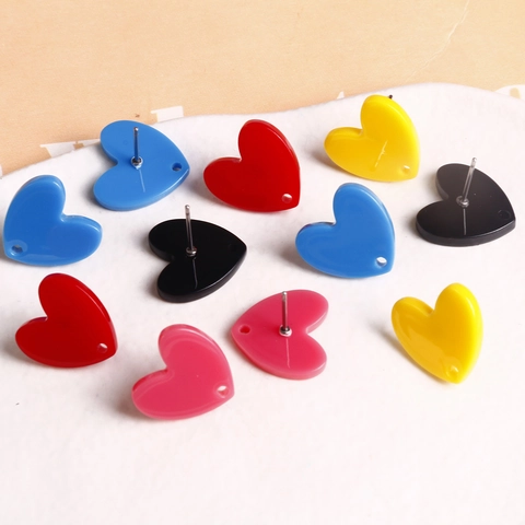 Zoete Zuid-Koreaanse Stijl Acryl Hart Oorknopjes Minimalistisch Effen Kleur DIY Sieraden Accessoires Gepolijste Oorbellen Voor Dames