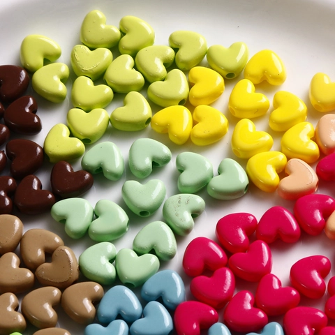 Γλυκές Χάντρες Καρδιάς από Ακρυλικό Macaron Γυαλισμένες Χάντρες για DIY Βραχιόλι Κολιέ Κατασκευή Κοσμημάτων Αξεσουάρ Σχήμα Καρδιάς