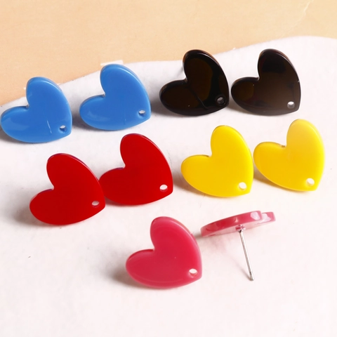 Zoete Zuid-Koreaanse Stijl Acryl Hart Oorknopjes Minimalistisch Effen Kleur DIY Sieraden Accessoires Gepolijste Oorbellen Voor Dames