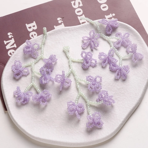 Handmade Woven Glass Bead Flower Tassel Jewelry Accessories For Women Pastoral Style Floral Charms DIY Earring Supplies