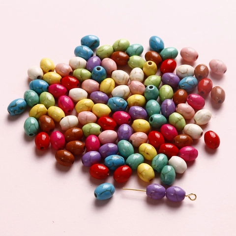 Cuentas de Turquesa Blanca Ovaladas Patrón de Grietas Coloridas Accesorios para Crear Joyas DIY Pendientes Pulseras Artesanía