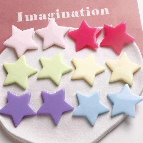 Süße Macaron Stern Harz Anhänger Für DIY Ohrringe Schmuckherstellung Glänzende Flatback Stern Pendants Handyhülle Deko Bastelbedarf