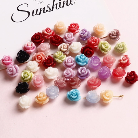 Cuentas con Forma de Flor de Rosa de Polvo de Concha Brillante para Hacer Joyas DIY Pendientes Accesorios para Mujer