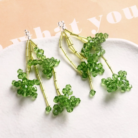 Handgeweven Kralen Bloem Kwastje DIY Sieraden Accessoires Glaskralen Acryl Botanische Oorbellen Materiaal Voor Dames