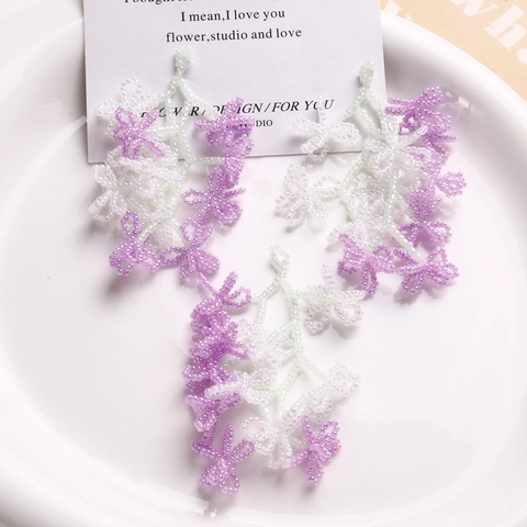 Handmade Beaded Flower Tassel Pendant Glass Seed Bead Bowknot For DIY Earrings Jewelry Making Accessories For Women