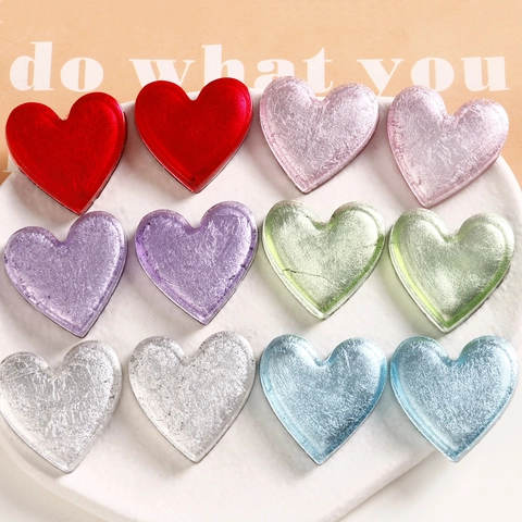 Patch in Resina Fai-da-Te a Forma di Cuore e Quadrato per Creazione Gioielli Design con Crepa in Foglia d'Argento Accessori
