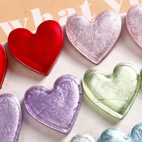 Patch in Resina Fai-da-Te a Forma di Cuore e Quadrato per Creazione Gioielli Design con Crepa in Foglia d'Argento Accessori