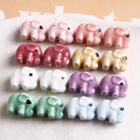 Colorful Ceramic Elephant Beads For DIY Jewelry Making Glazed Porcelain Animal Shaped Loose Charms For Bracelets Necklaces