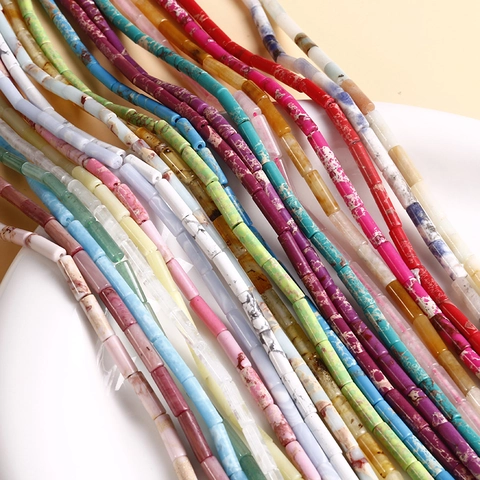 Natural Stone Beads Cylindrical Tube Shape DIY Jewelry Accessories For Bracelet Necklace Making National Style Loose Beads