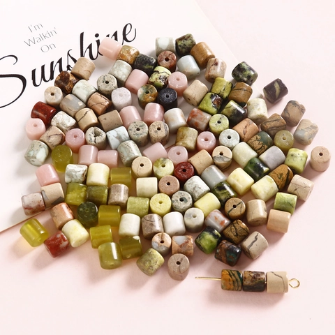 Natural Stone Oval Tube Beads 6mm Polished Loose Spacer Beads For DIY Jewelry Making Bracelet Necklace Accessories