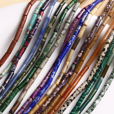 Natural Stone Beads Cylindrical Tube Shape DIY Jewelry Accessories For Bracelet Necklace Making National Style Loose Beads