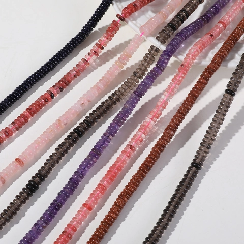 Geometrische Naturstein Rondelle Perlen Für Schmuckherstellung DIY Handgemachte Armbänder Halsketten Rosenquarz Amethyst Perlen