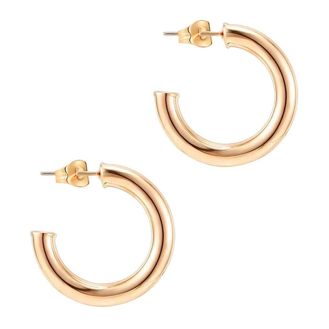 Minimalistische Kupfer C-Förmige Creolen Gold Silber Roségold Vergoldet Klobige Geometrische Ohrringe Für Damen Schmuck