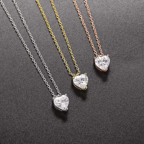 Europese Romantische Hartvormige Zirkonia Hanger Halsketting Voor Vrouwen Koper Verguld Klassieke Mode Sieraden Huwelijkscadeau