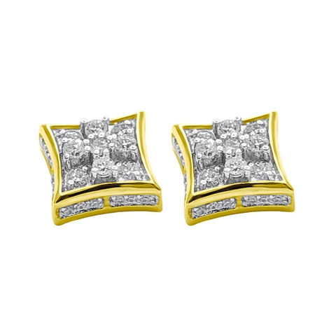 Hip Hop Square Stud Earrings For Men Unisex Copper Zirconia Screw Back Iced Out Geometric Earrings Streetwear Jewelry
