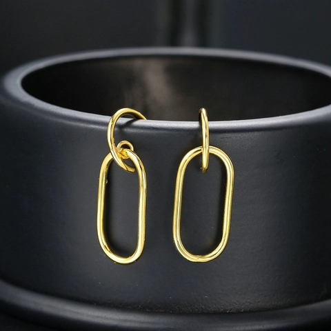 Pendientes de Gota en Forma de C Ovalados Geométricos de Moda Occidental Mujer Chapados en Oro Real Cobre Joyería Minimalista Personalizada Accesorio Pulido