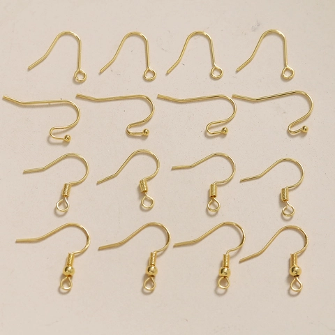 Ganchos para Pendientes de Cobre Bañados en Oro 18K Fornituras DIY Bola Resorte Alambre de Oreja Para Hacer Pendientes