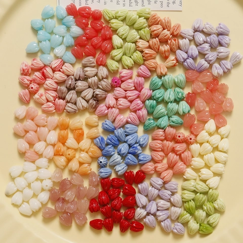 Tulip Shaped Shell Powder Flower Bud Beads For DIY Jewelry Making Colorful Floral Spacers For Earring Necklace Women Accessory