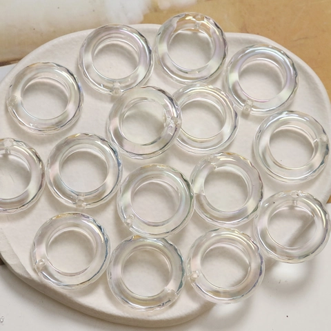 Acrylic AB Color Aurora Hollow Round Pendant For DIY Jewelry Making Wave Texture Circle Charms Earring Necklace Making Materials