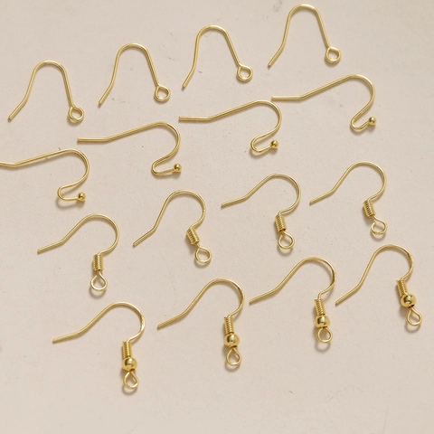 Ganchos para Pendientes de Cobre Bañados en Oro 18K Fornituras DIY Bola Resorte Alambre de Oreja Para Hacer Pendientes