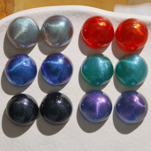 Dreamy Starry Sky Acrylic Cabochon Flatback For DIY Jewelry Making Accessories Glitter Round Bead Handcraft Material