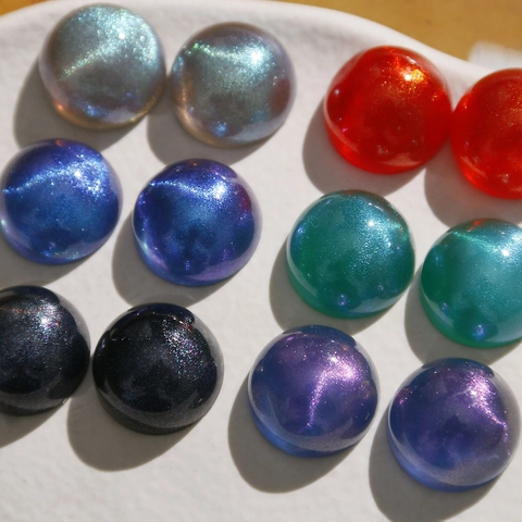 Dreamy Starry Sky Acrylic Cabochon Flatback For DIY Jewelry Making Accessories Glitter Round Bead Handcraft Material