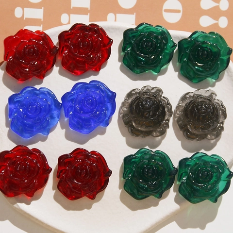 DIY Halbdurchsichtig Harz Rose Kamelie Blume Aufnäher Blütenblatt Zubehör Für Handgemachte Ohrringe Haarklammer Dekoration Handwerk Material