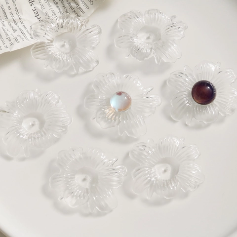 Clear Acrylic Flower DIY Jewelry Accessories For Earrings Hair Accessories Phone Case Patch Material Women Jewelry Making Charms