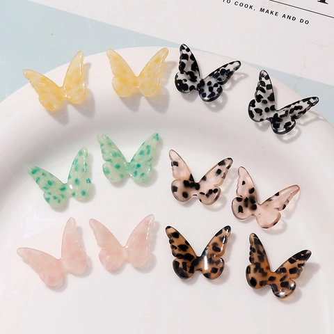 Acetate Butterfly Shape Jewelry Patch Animal Leopard Print DIY Earring Findings Polished Butterfly Charms Accessories Women