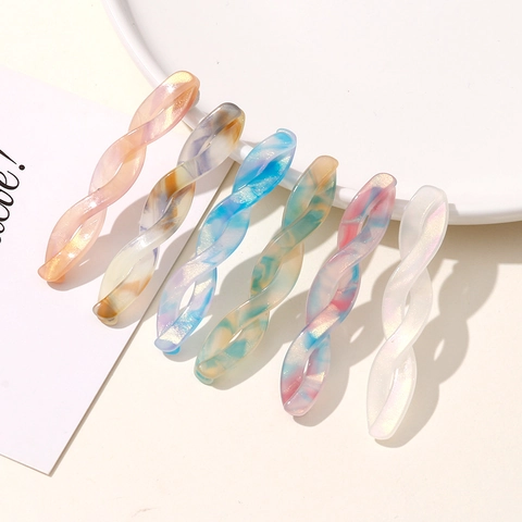Fashion Twisted Acetate Hair Clip DIY Jewelry Accessory Minimalist Marbled Striped Pattern Pearlescent Hairpin For Women Styling