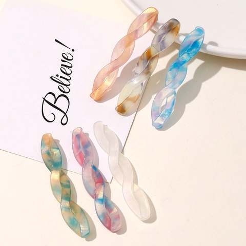 Fashion Twisted Acetate Hair Clip DIY Jewelry Accessory Minimalist Marbled Striped Pattern Pearlescent Hairpin For Women Styling