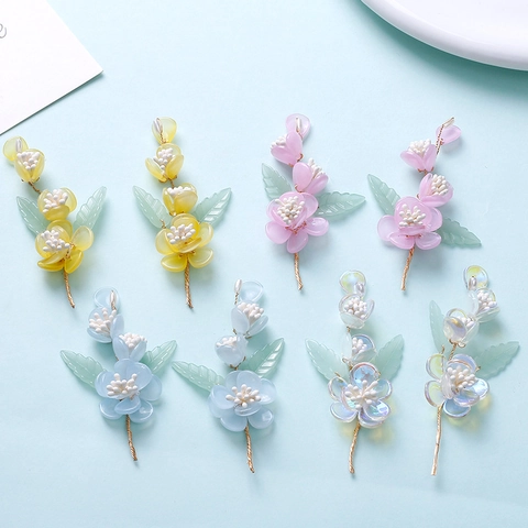 Glas Blume Blatt Lange Quaste DIY Schmuck Zubehör Nationalen Stil Handgefertigte Florale Für Haarnadel Brosche Damen