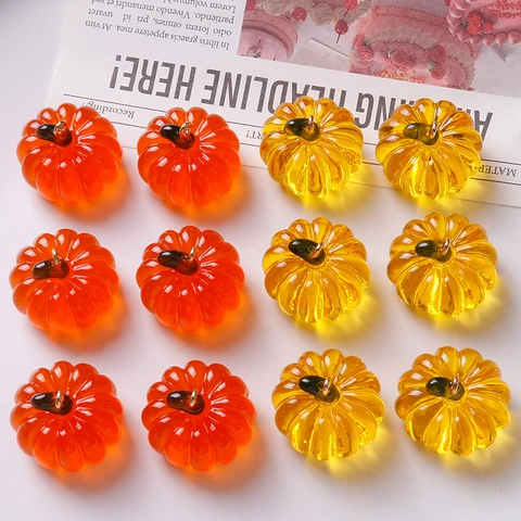 Cute Transparent Resin Pumpkin Charms For DIY Jewelry Making Halloween Necklace Earring Pendant Accessories