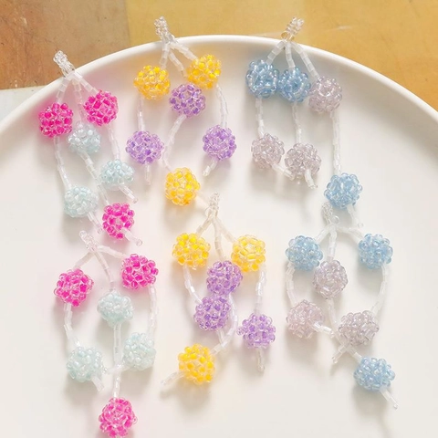 Colgantes de Borla de Baya de Cuentas de Vidrio Tejidos a Mano Racimos Tejidos Coloridos para Pendientes DIY Materiales de Joyería