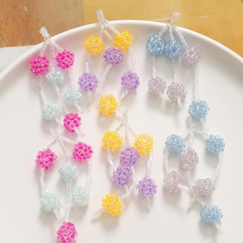 Colgantes de Borla de Baya de Cuentas de Vidrio Tejidos a Mano Racimos Tejidos Coloridos para Pendientes DIY Materiales de Joyería
