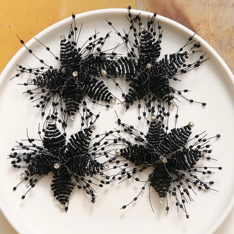 Fleur en Perles de Verre Tressée à la Main Avec Strass pour DIY Épingle à Cheveux Boucle d'Oreille Bijouterie Accessoire