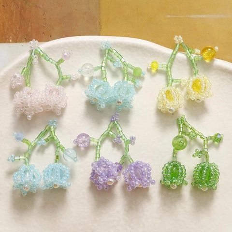 Handmade Woven Lily Of The Valley Glass Seed Bead Flower Cluster Pendants DIY Jewelry Making For Earrings Necklace Findings