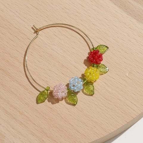 DIY Handgeweven Glazen Kraal Bessen Blad Charm Voor Sieraden Maken Pastorale Mori Stijl Kleurrijke Bloem Oorbellen Haarspeld Onderdelen