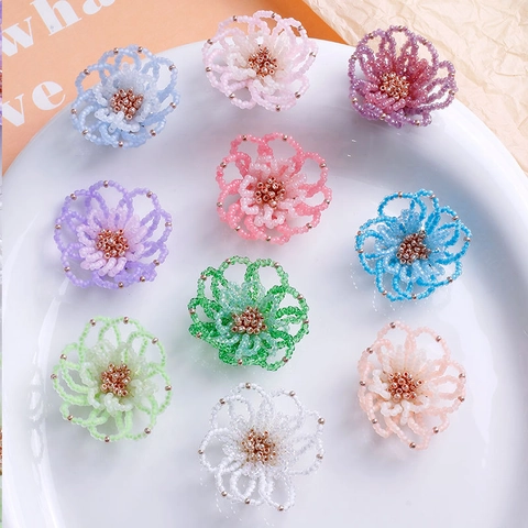 Handgewebte Glasperlen Blumen Charms Für DIY Schmuckherstellung Hohle Florale Haarschmuck Ohrring Anhänger Zubehör