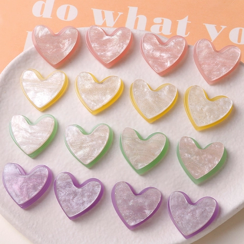 Acryl Glitzer Herzperlen Doppelschichtige Herzanhänger Mit Farbverlauf Für DIY Schmuckherstellung Handyhülle Deko Zubehör