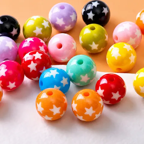 Sweet Resin Beads With Star Pattern Round Heart Pumpkin Shaped DIY Jewelry Accessories For Bracelet Making Decorative Beads