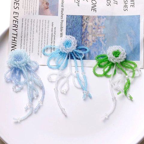 Fairy Style Hand Woven Glass Bead Flower Tassel Earrings Pendants Sweet Floral DIY Jewelry Accessories For Women Gift