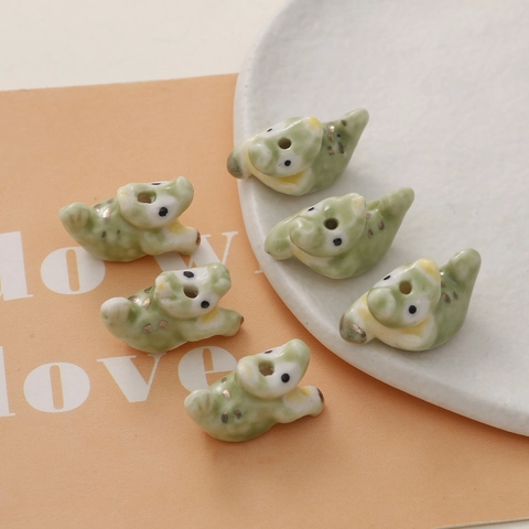 DIY Ceramic Crocodile Fish Animal Beads Hand Painted Glazed Loose Beads For Jewelry Making Bracelet Necklace Accessories