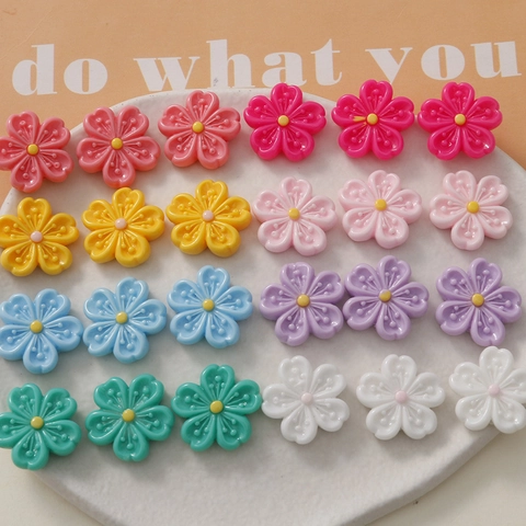20mm Resin Cherry Blossom Flower Patches DIY Jewelry Crafting Parts For Phone Case Shoe Charms Handcrafted Hair Accessories Decor