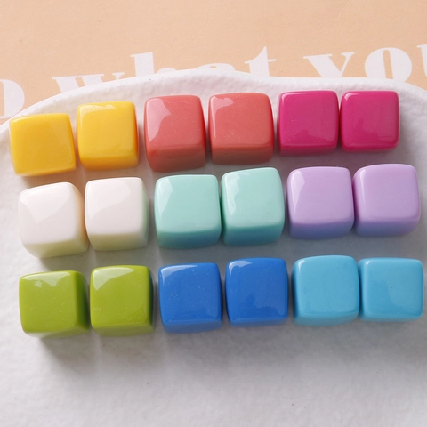 Perles en Résine Cube Brillant Couleur Bonbon Macaron pour Accessoires de Fabrication de Bijoux DIY Boucles d'Oreilles Artisanales