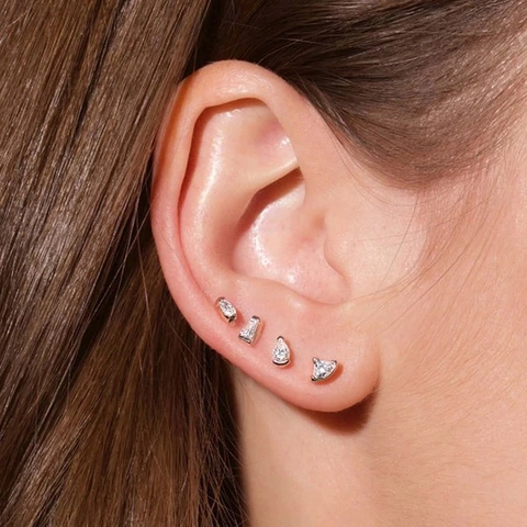 Geometrische Zirkoon Oorknopjes Voor Vrouwen Goud Platina Verguld Koperen Peer Marquise Trapezium Vorm Oorbellen Sieraden