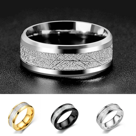 Herren Bandring Titan Edelstahl Meteorit Textur Raureif Muster Minimalistischer Industriestil Schmuck Geschenk Für Ihn