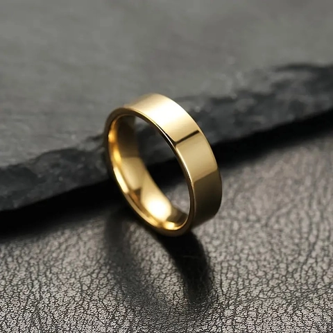 Bague Anneau Minimaliste en Acier Titane Poli Miroir Anneau en Acier Inoxydable Or Argent Noir Or Rose Bijoux de Mode Pour Hommes Femmes